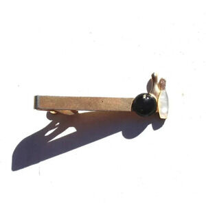 Vtg Swank Bowling Gemstone (Agate Stone Geode Crystal) Western Tie Clip Decor